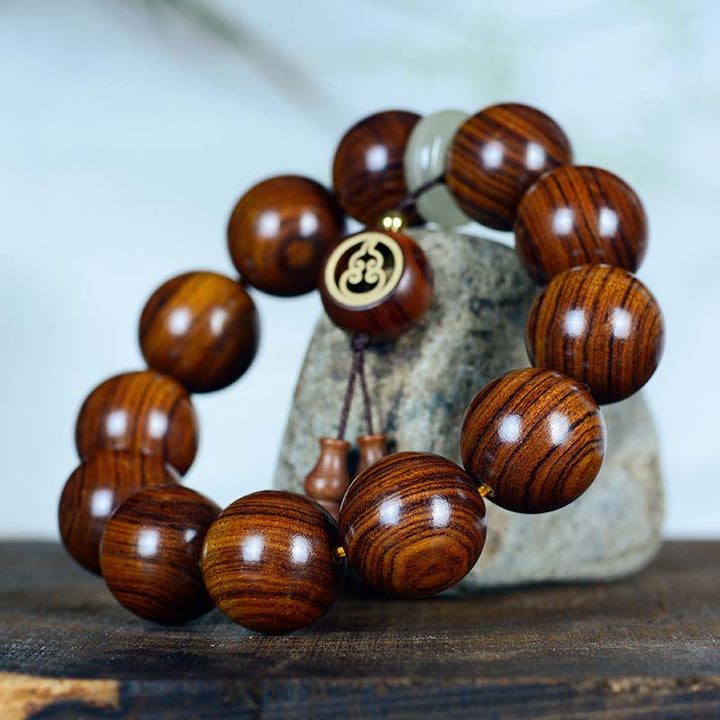 Braccialetto con ciondolo a forma di zucca, calore e calma, in palissandro , Buddha Stones