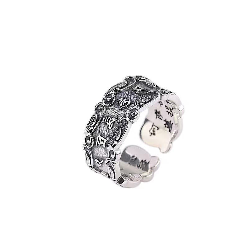 Buddha Stones Tibetano Om Mani Padme Hum Design Anello Regolabile della Pace