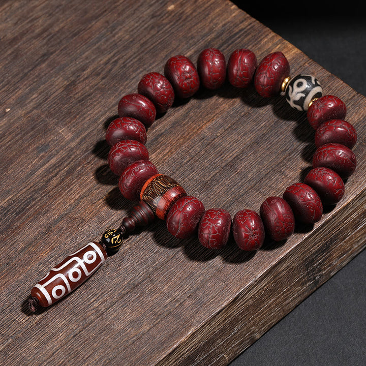 Buddha Stones Tibet Bodhi Seed Dzi Bead Braccialetto della fortuna del leone danzante Mala del polso - image 4