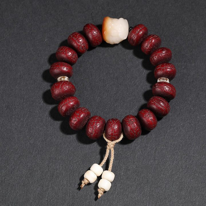 Buddha Stones Tibet Bodhi Seed Dzi Bead Braccialetto della fortuna del leone danzante Mala del polso - Leone danzante Bodhi Seed (circonferenza polso 14-16 cm) - image 6