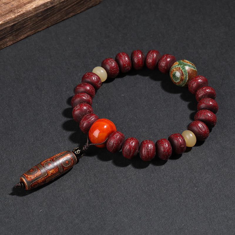 Buddha Stones Tibet Bodhi Seed Dzi Bead Braccialetto della fortuna del leone danzante Mala del polso - image 1