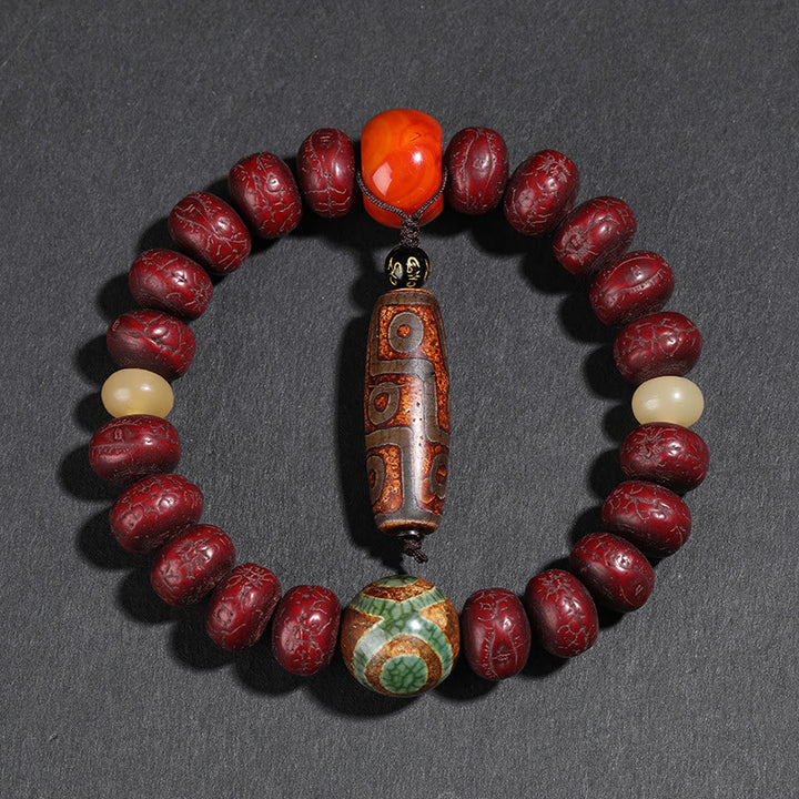 Buddha Stones Tibet Bodhi Seed Dzi Bead Braccialetto della fortuna del leone danzante Mala del polso - image 2