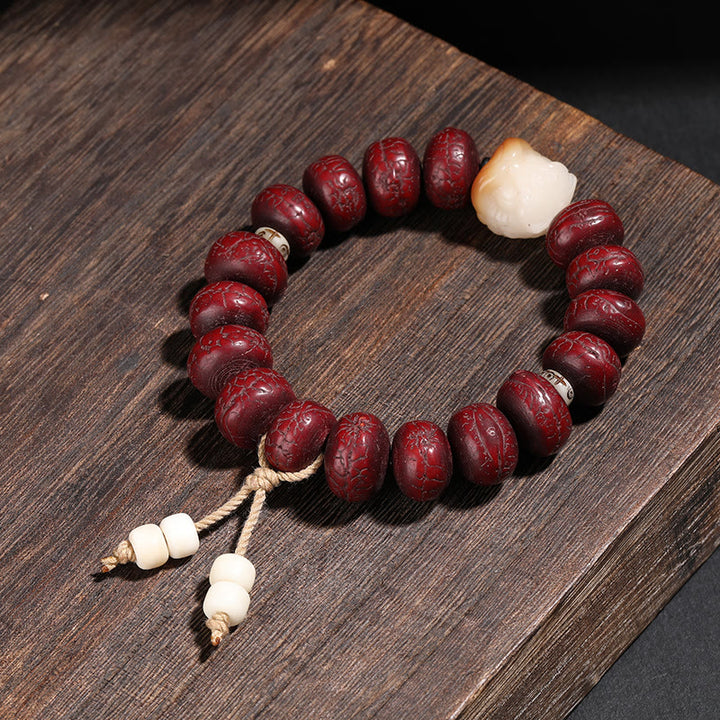 Buddha Stones Tibet Bodhi Seed Dzi Bead Braccialetto della fortuna del leone danzante Mala del polso - image 7