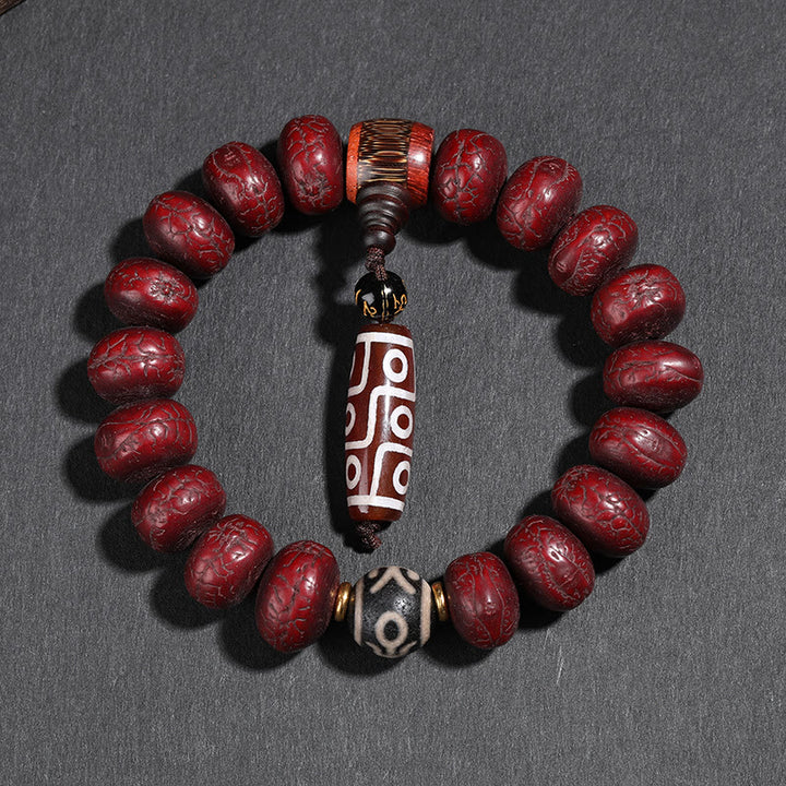 Buddha Stones Tibet Bodhi Seed Dzi Bead Braccialetto della fortuna del leone danzante Mala del polso - image 5