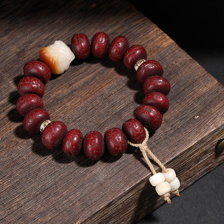 Buddha Stones Tibet Bodhi Seed Dzi Bead Braccialetto della fortuna del leone danzante Mala del polso - image 8