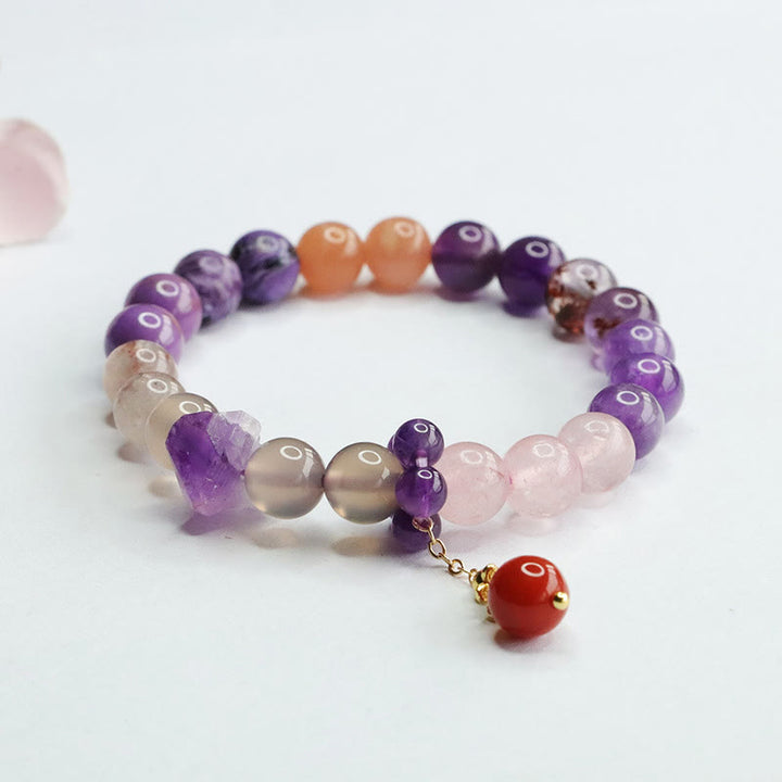 Braccialetto con ciondolo di perline di guarigione Buddha Stones Natural Ametista Crystal Inner Peace