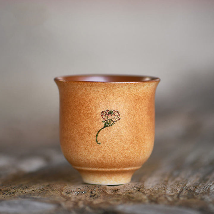 Buddha Stones Piccolo Dunhuang Affreschi Loto Tazza da tè in ceramica Tazza da tè Kung Fu 90ml