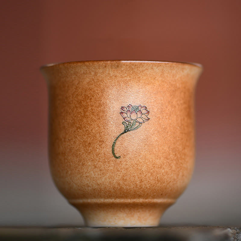 Buddha Stones Piccolo Dunhuang Affreschi Loto Tazza da tè in ceramica Tazza da tè Kung Fu 90ml
