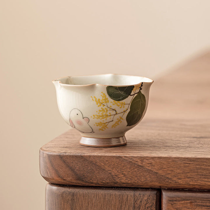 Buddha Stones dipinto a mano piccolo coniglio osmanto tazza da tè in ceramica Kung Fu tazza da tè 40ml