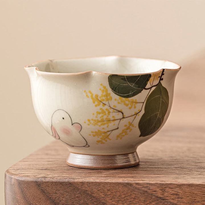 Buddha Stones dipinto a mano piccolo coniglio osmanto tazza da tè in ceramica Kung Fu tazza da tè 40ml