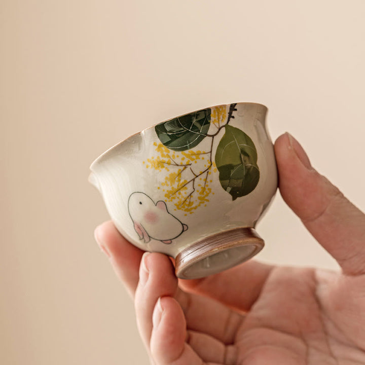 Buddha Stones dipinto a mano piccolo coniglio osmanto tazza da tè in ceramica Kung Fu tazza da tè 40ml