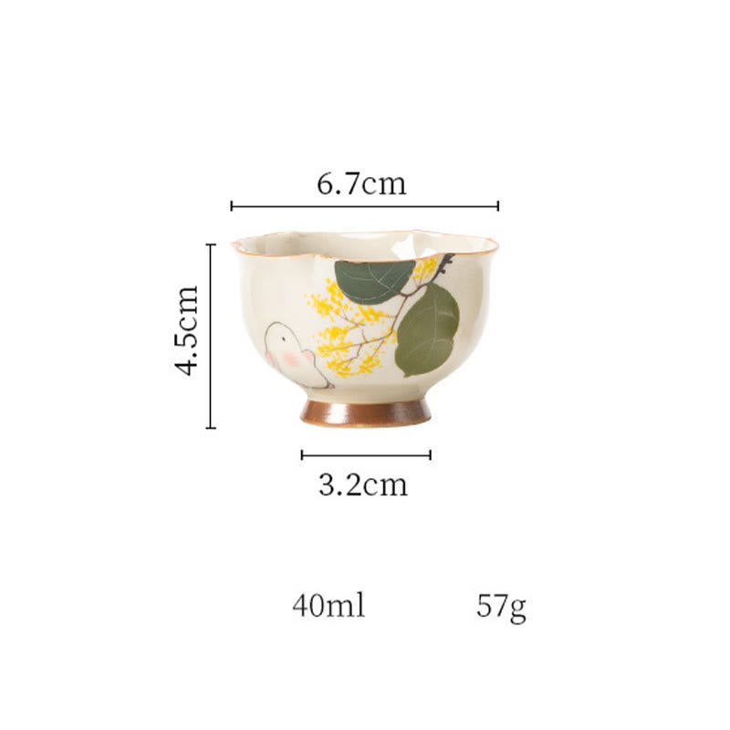 Buddha Stones dipinto a mano piccolo coniglio osmanto tazza da tè in ceramica Kung Fu tazza da tè 40ml