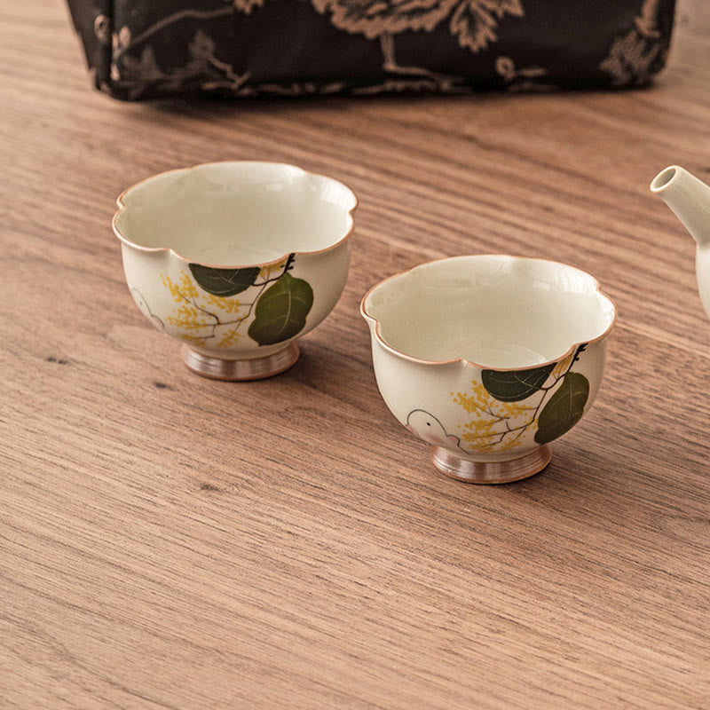 Buddha Stones dipinto a mano piccolo coniglio osmanto tazza da tè in ceramica Kung Fu tazza da tè 40ml