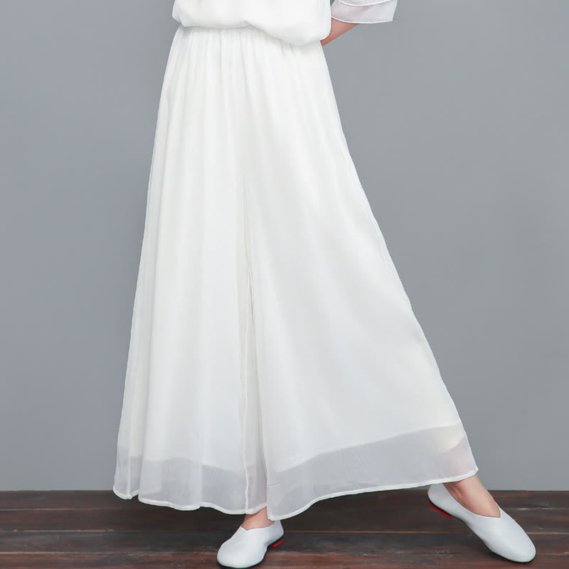 Buddha Stones Semplice Modello Midi Vestito Pantaloni Gamba Larga Meditazione Spirituale Zen Pratica Yoga Danza Abbigliamento - Bianco - Pantaloni a gamba larga (solo pantaloni) - US8-10, UK/AU12-14, EU40-42 (2XL) - image 9