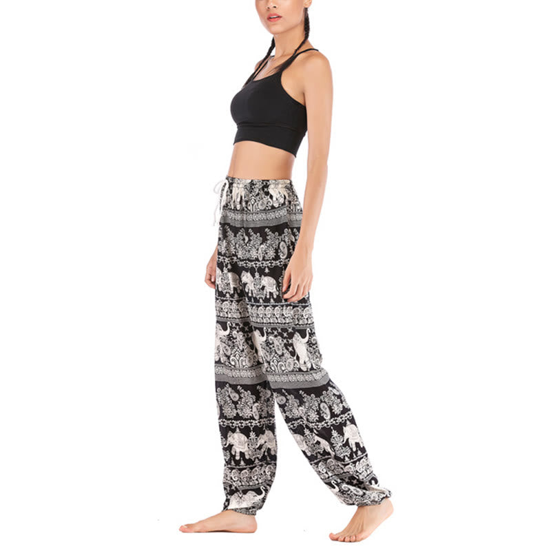 Pantaloni harem con motivo a elefante, stile boho, da yoga, da donna , Buddha Stones - image 14