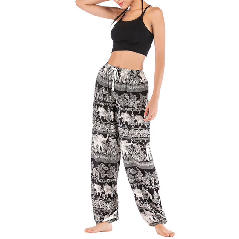 Pantaloni harem con motivo a elefante, stile boho, da yoga, da donna , Buddha Stones - image 17