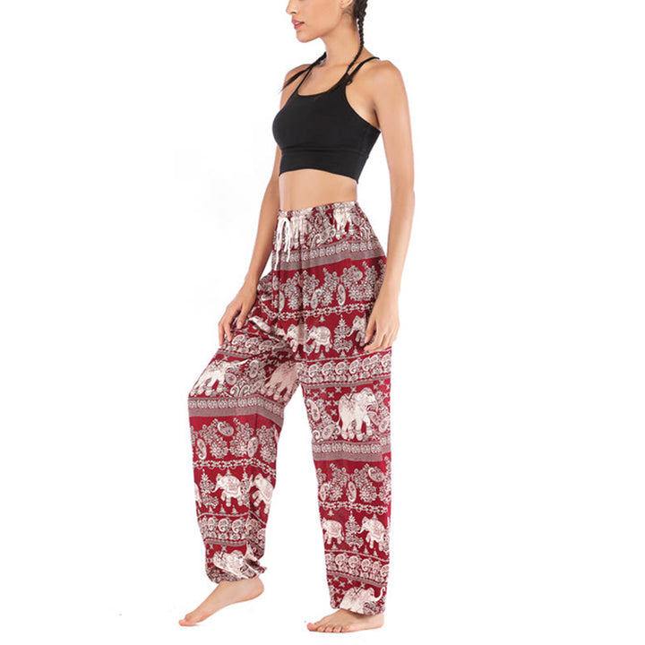 Pantaloni harem con motivo a elefante, stile boho, da yoga, da donna , Buddha Stones - image 7