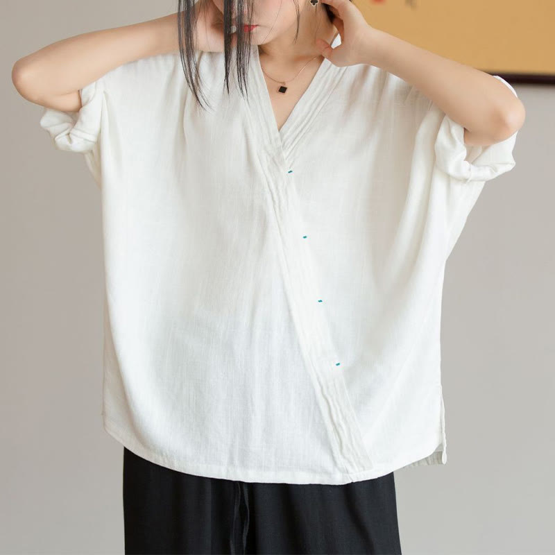 Camicetta con scollo a V Buddha Stones , camicia da donna, manica lunga, stile cinese Hanfu - image 1