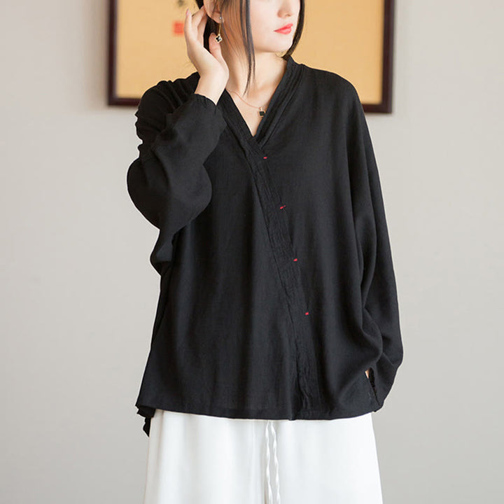 Camicetta con scollo a V Buddha Stones , camicia da donna, manica lunga, stile cinese Hanfu - image 15