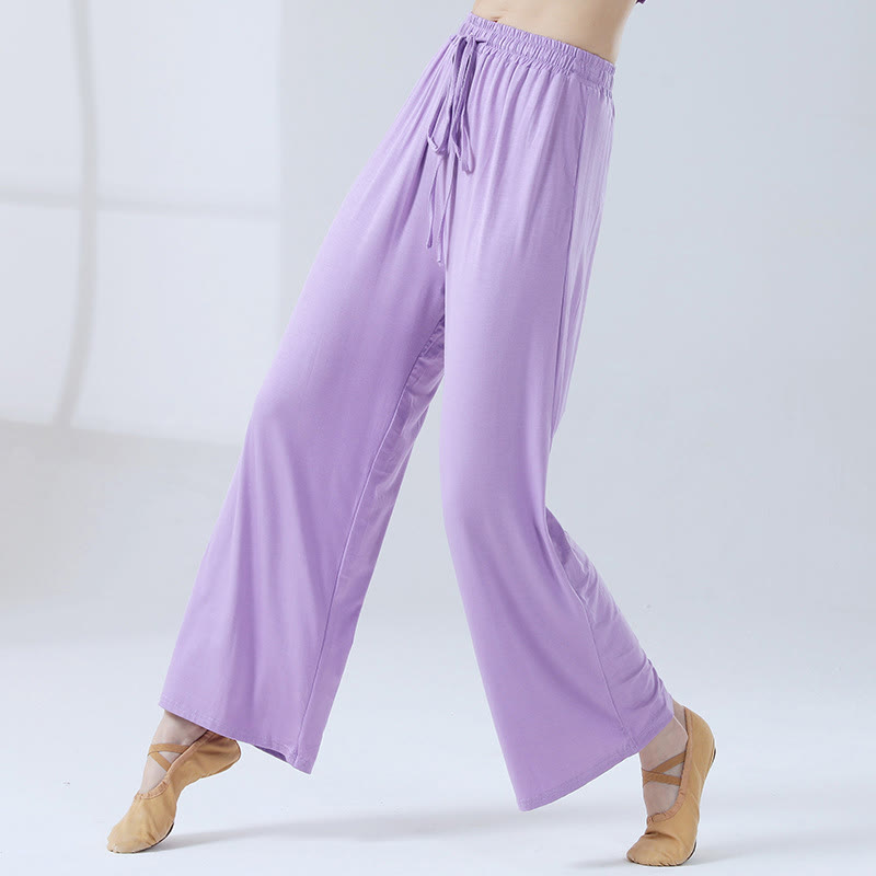 Pantaloni larghi con coulisse in modal Buddha Stones per yoga e danza - Viola - US12, UK/AU16, EU44 (3XL) - image 3