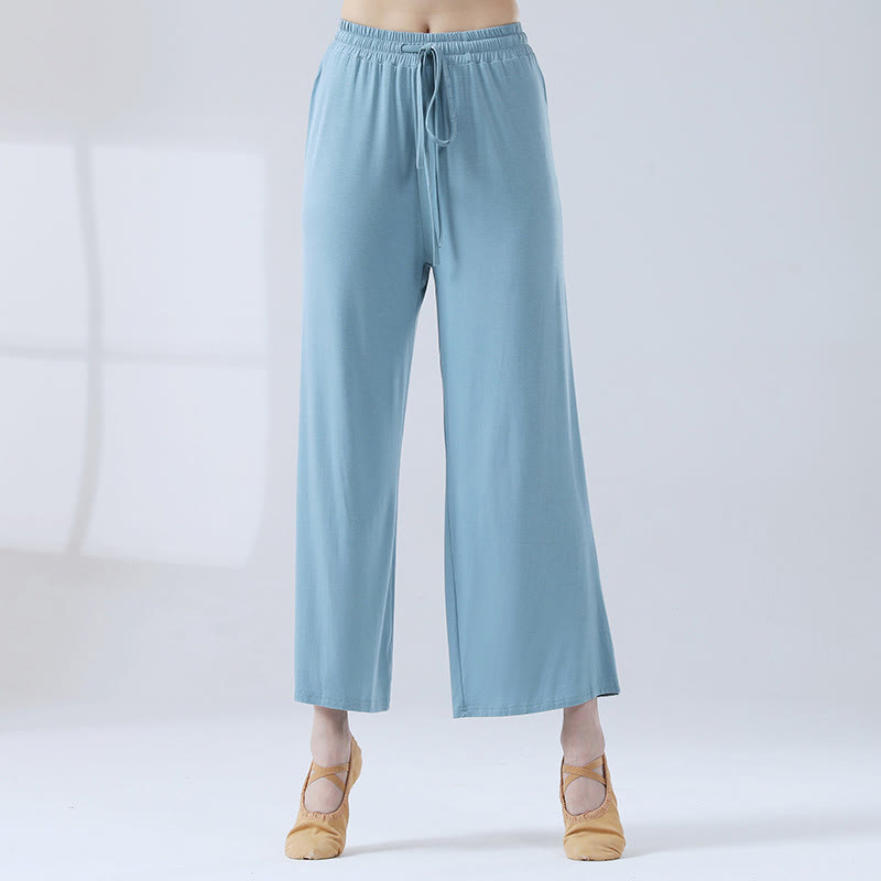 Pantaloni larghi con coulisse in modal Buddha Stones per yoga e danza - Blu - US12, UK/AU16, EU44 (3XL) - image 5