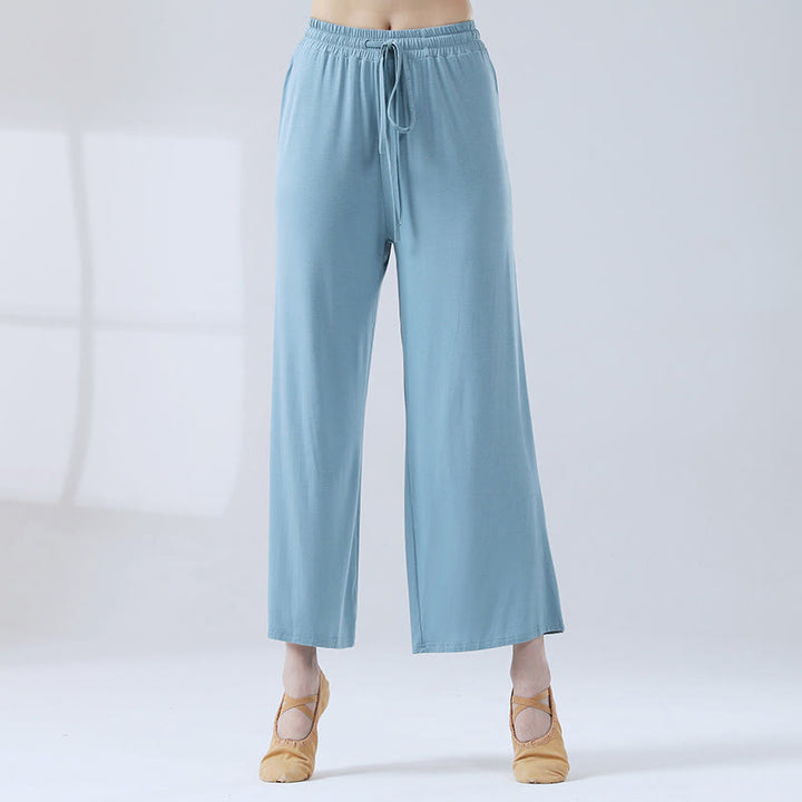 Pantaloni larghi con coulisse in modal Buddha Stones per yoga e danza - Blu - US12, UK/AU16, EU44 (3XL) - image 5