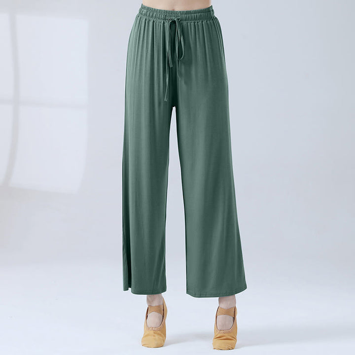 Pantaloni larghi con coulisse in modal Buddha Stones per yoga e danza - Verde mare chiaro - US12, UK/AU16, EU44 (3XL) - image 8