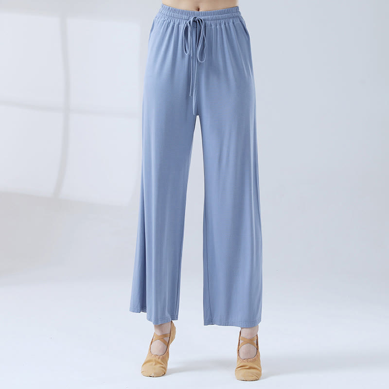 Pantaloni larghi con coulisse in modal Buddha Stones per yoga e danza - Blu navy - US12, UK/AU16, EU44 (3XL) - image 15