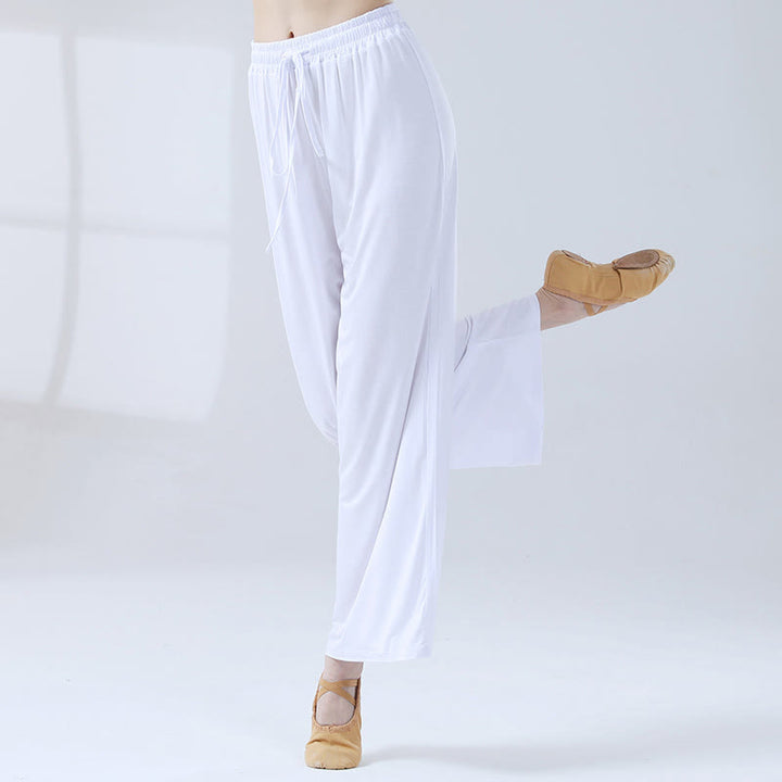 Pantaloni larghi con coulisse in modal Buddha Stones per yoga e danza - Bianco - US12, UK/AU16, EU44 (3XL) - image 12