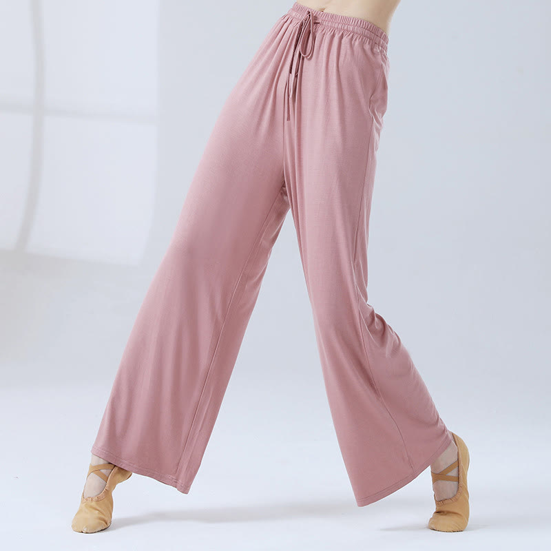 Pantaloni larghi con coulisse in modal Buddha Stones per yoga e danza - Rosa corallo - US12, UK/AU16, EU44 (3XL) - image 23