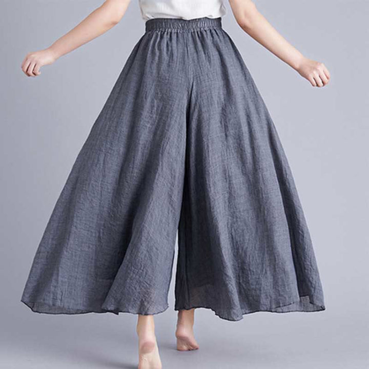 Pantaloni larghi in cotone e lino casual da donna Buddha Stones per yoga e danza - Grigio scuro - US2, UK/AU6, EU34 (M) - image 46