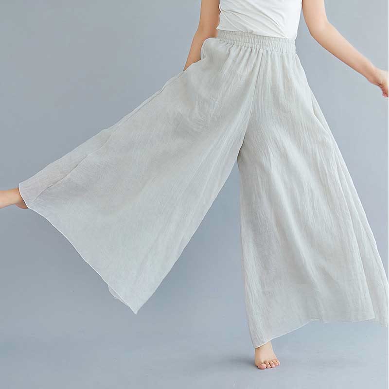 Pantaloni larghi in cotone e lino casual da donna Buddha Stones per yoga e danza - image 2
