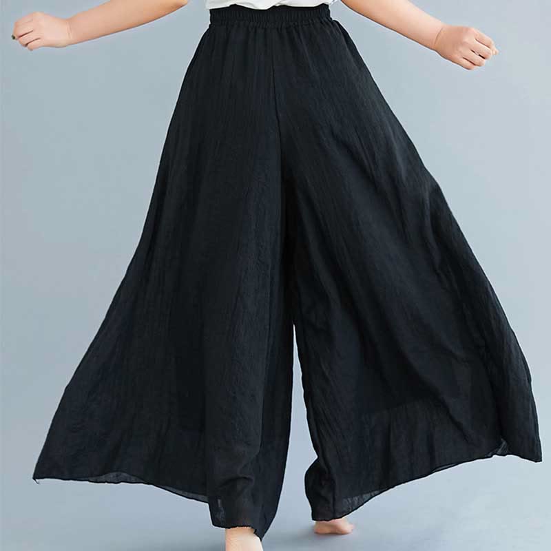 Pantaloni larghi in cotone e lino casual da donna Buddha Stones per yoga e danza - image 11