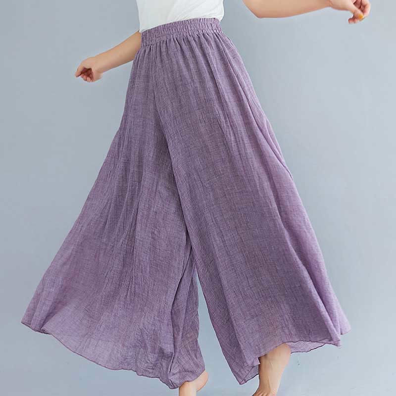 Pantaloni larghi in cotone e lino casual da donna Buddha Stones per yoga e danza - image 24