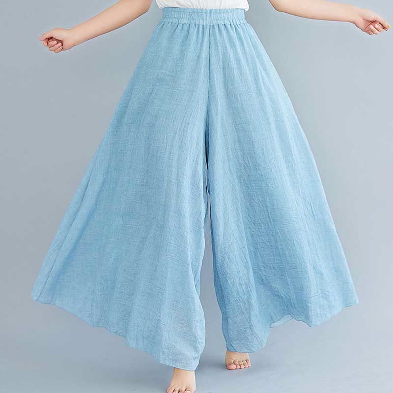 Pantaloni larghi in cotone e lino casual da donna Buddha Stones per yoga e danza - image 34