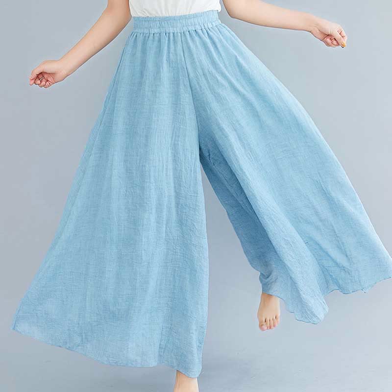 Pantaloni larghi in cotone e lino casual da donna Buddha Stones per yoga e danza - image 36