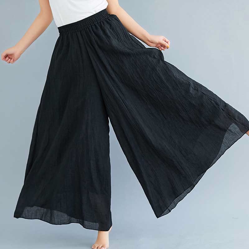 Pantaloni larghi in cotone e lino casual da donna Buddha Stones per yoga e danza - image 10