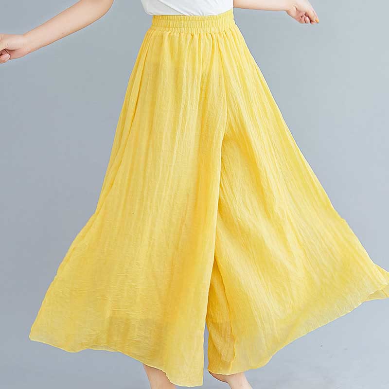 Pantaloni larghi in cotone e lino casual da donna Buddha Stones per yoga e danza - image 8