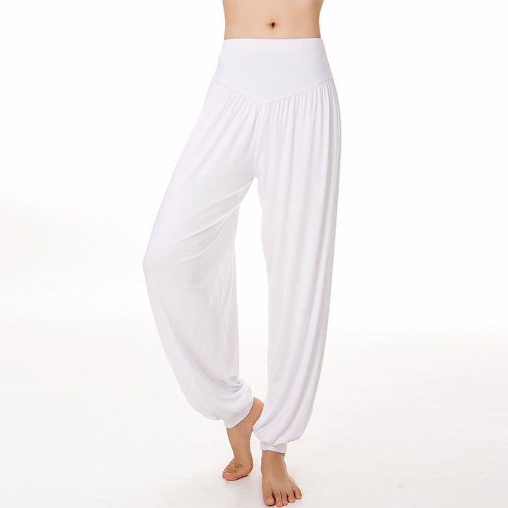 Pantaloni lunghi harem da yoga e danza in tinta unita Buddha Stones - Bianco - US14, UK/AU18, EU46 (3XL) - image 45