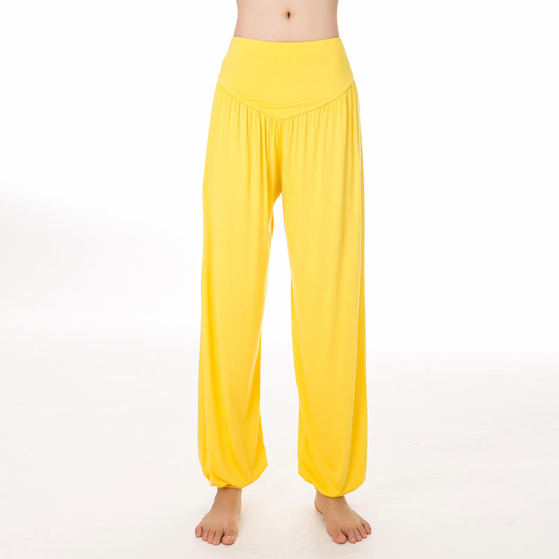 Pantaloni lunghi harem da yoga e danza in tinta unita Buddha Stones - Giallo - US14, UK/AU18, EU46 (3XL) - image 47