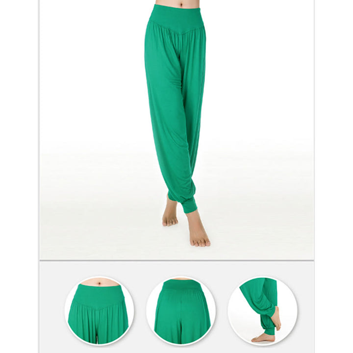 Pantaloni lunghi harem da yoga e danza in tinta unita Buddha Stones - image 34