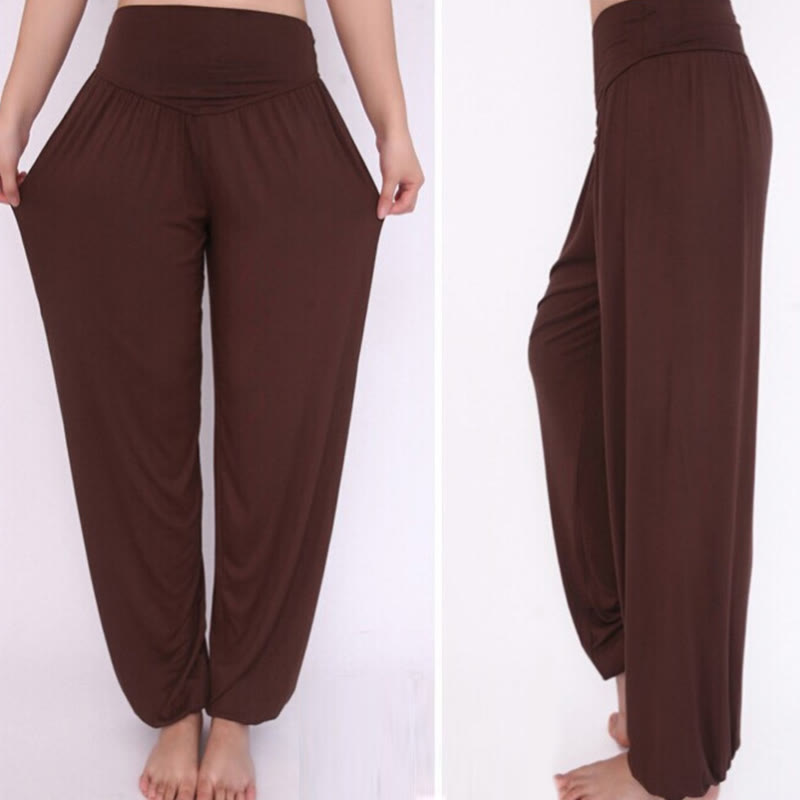 Pantaloni lunghi harem da yoga e danza in tinta unita Buddha Stones - image 37