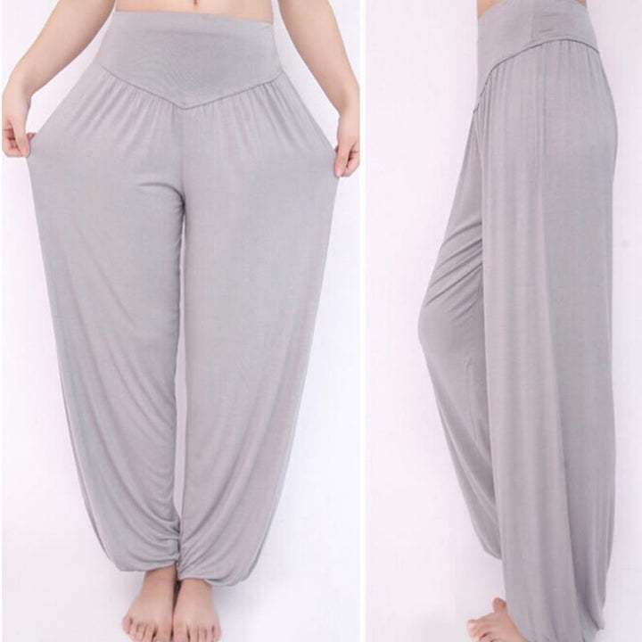 Pantaloni lunghi harem da yoga e danza in tinta unita Buddha Stones - image 10