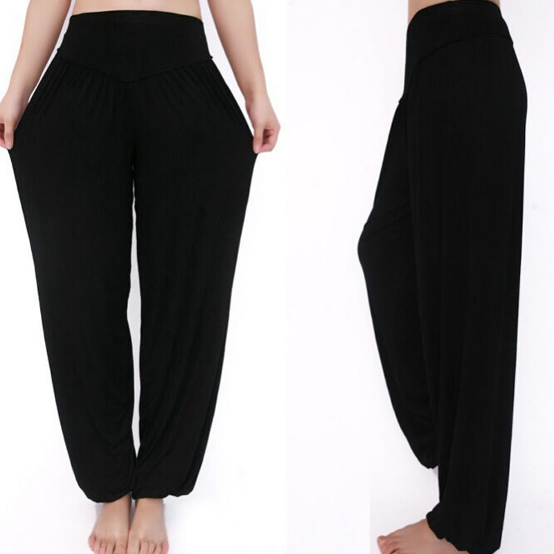 Pantaloni lunghi harem da yoga e danza in tinta unita Buddha Stones - image 33