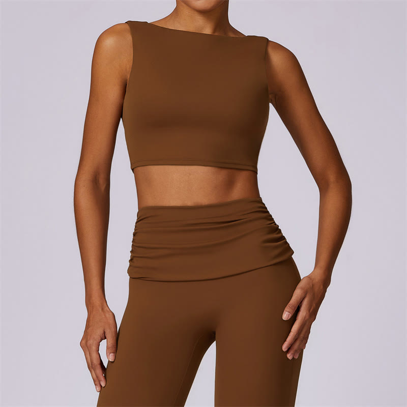 Buddha Stones Canotta senza maniche con spalline e schiena scoperta Reggiseno Pantaloni svasati Sport Fitness Yoga - Marrone - Superiore - US8-10, UK/AU12-14, EU40-42 (XL) - image 64