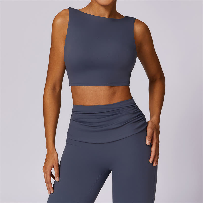 Buddha Stones Canotta senza maniche con spalline e schiena scoperta Reggiseno Pantaloni svasati Sport Fitness Yoga - SteelBlue - Superiore - US8-10, UK/AU12-14, EU40-42 (XL) - image 41