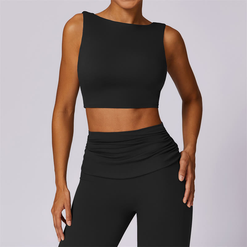 Buddha Stones Canotta senza maniche con spalline e schiena scoperta Reggiseno Pantaloni svasati Sport Fitness Yoga - Nero - Superiore - US8-10, UK/AU12-14, EU40-42 (XL) - image 30