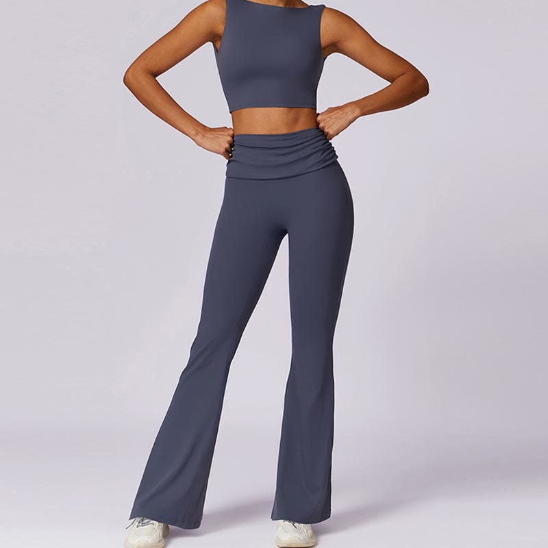 Buddha Stones Canotta senza maniche con spalline e schiena scoperta Reggiseno Pantaloni svasati Sport Fitness Yoga - image 52