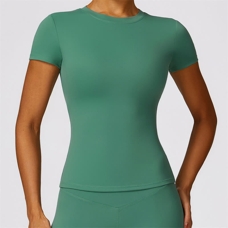 Buddha Stones Donna Manica Corta T-Shirt Top Vita Alta Leggings Pantaloni Per Sport Yoga - Verde - Superiore - US8-10, UK/AU12-14, EU40-42 (XL)  - image 28