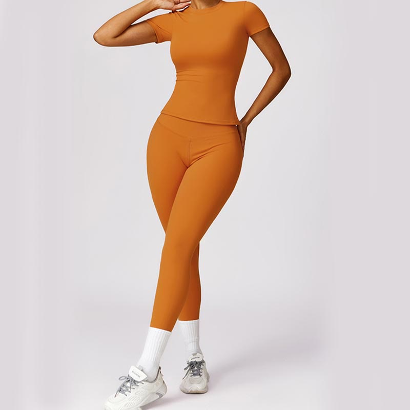 Buddha Stones Donna Manica Corta T-Shirt Top Vita Alta Leggings Pantaloni Per Sport Yoga - image 19